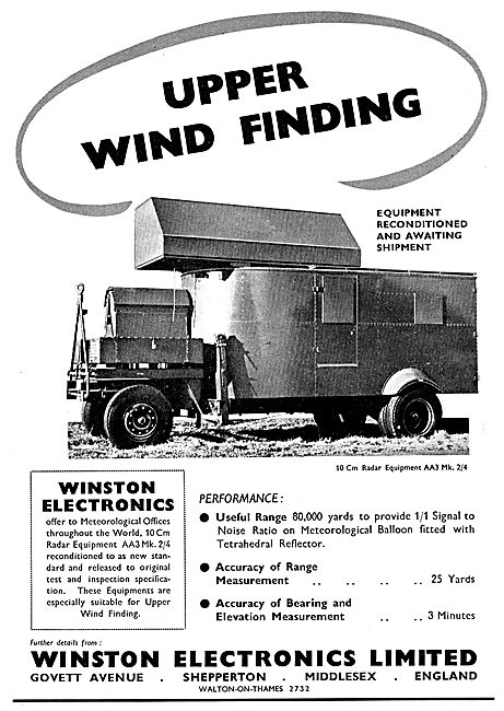 Winston Electronics. Shepperton : Upper Wind Finding Radar       