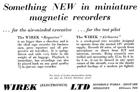 Wirek Reporter - Wirek Airborne. Tape & Wire Recorders           