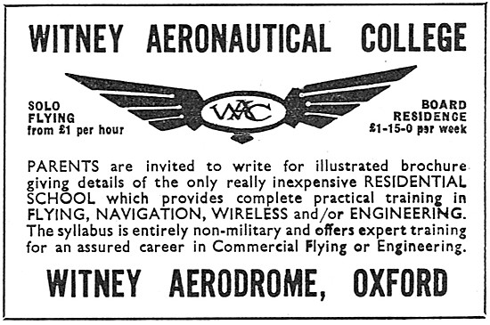Witney Aerodrome - Witney Aeronautical College                   