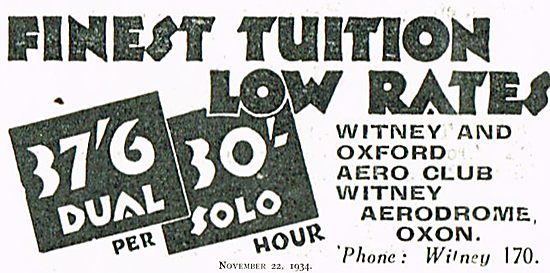 Witney & Oxford Aero Club Tuition Rates                          