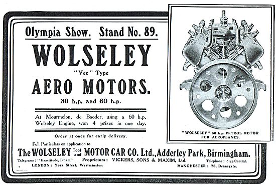 Wolseley Vee Type Aero Motors: 30 hp and 60 hp.                  