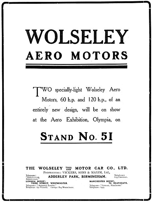 Wolseley Aero-Engines 1911                                       