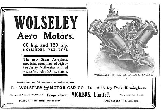 Wolseley 60 & 120hp Aero Motors - 8 Cylinder Vee-Type            