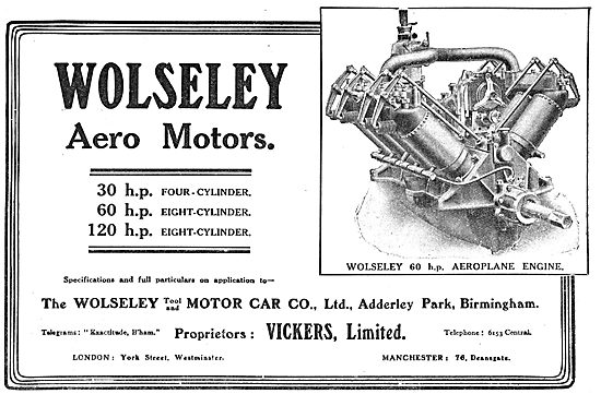 Wolseley (Vickers Ltd) 60 HP Aeroplane Engine                    