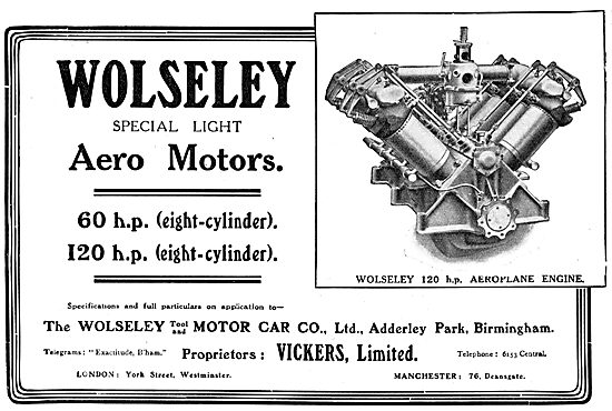 Vickers Wolseley Aero Engines 1913                               