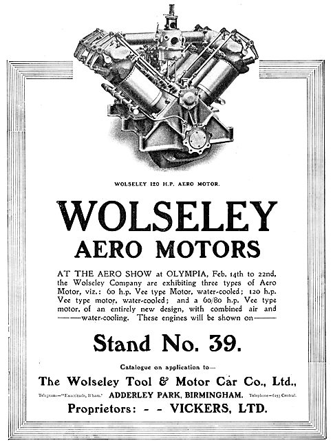 Vickers Wolseley Aero-Engines 1913                               