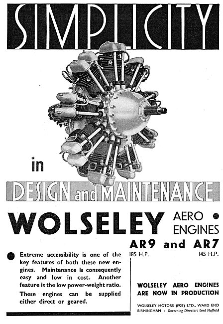 Wolseley AR7 145 HP Aero Engine                                  