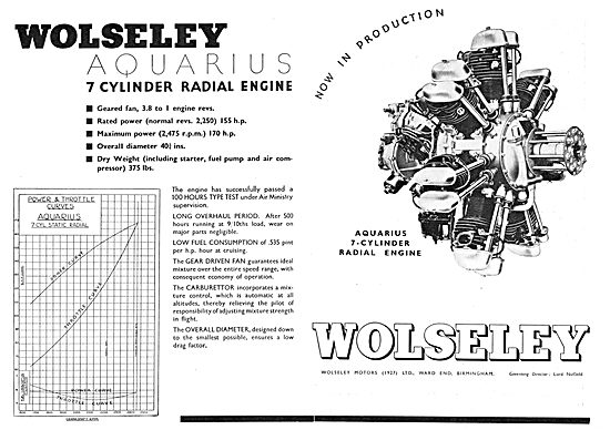 Wolseley Aquarius 7 Cylinder Aero Engine                         