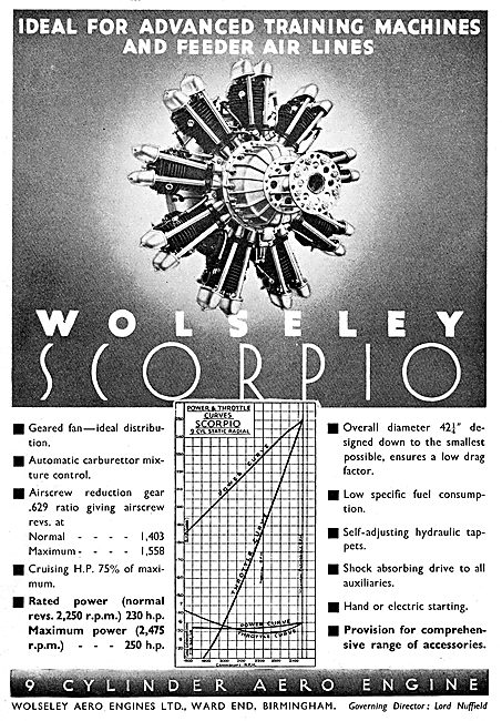 Wolseley Scorpio 9 Cylinder Radial Aero Engine                   