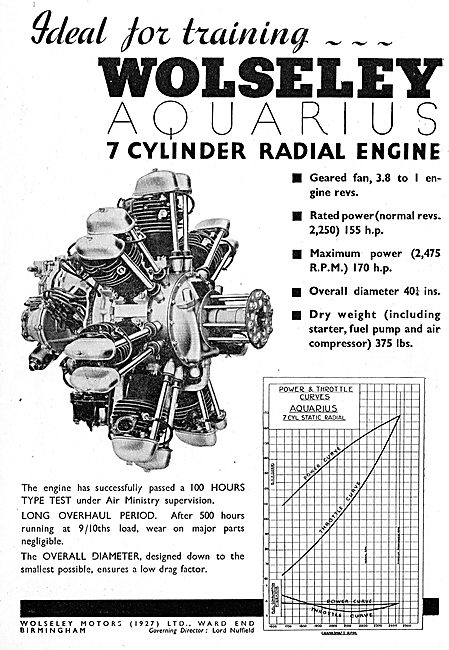 Wolseley Aquarius Aero Engine                                    