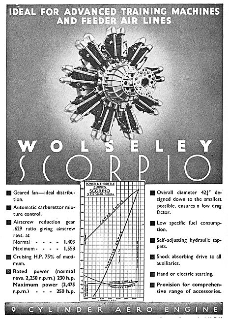 Wolseley Scorpio 9 Cylinder Aero Engine                          