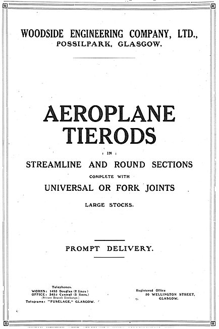 Woodside Engineering. Possilpark, Glasgow. Aero Tierods          