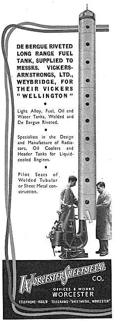 Worcester Sheet Metal De Bergue Riveted Fuel Tanks 1939          