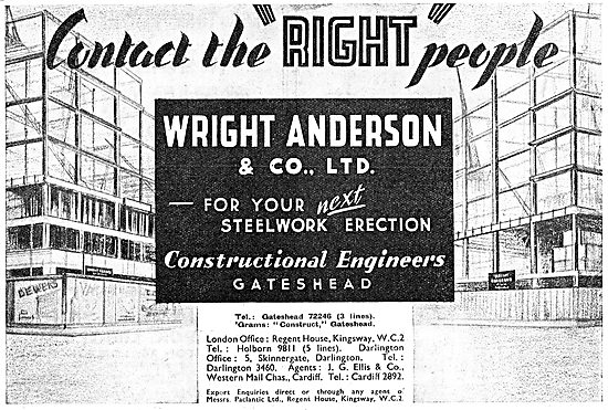 Wright Anderson  Aircraft Hangars & Structural Steelwork 1943 Ad 