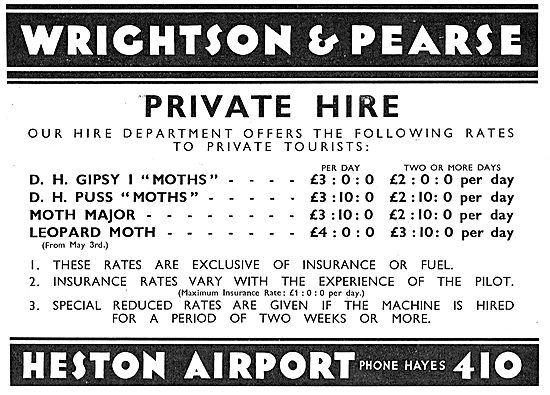 Wrightson & Pearse. Heston Airport. Private Hire Rates           