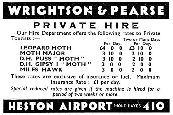 Wrightson & Pearse. Heston Airport. Private Hire Rates           