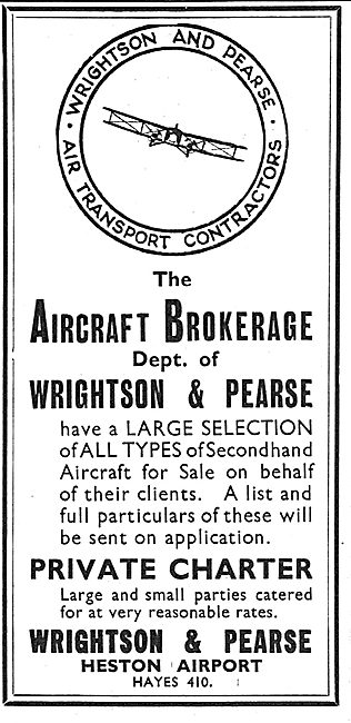 Wrightson & Pearse. Heston Airport. Aircraft Brokerage           