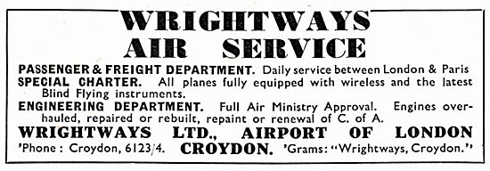 Wrightways Of Croydon : Charter Flights & Engineering Services   