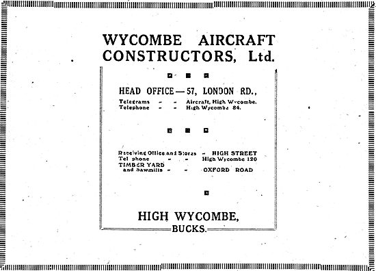 Wycombe Aircraft Constructors Ltd - High St,  High Wycombe       