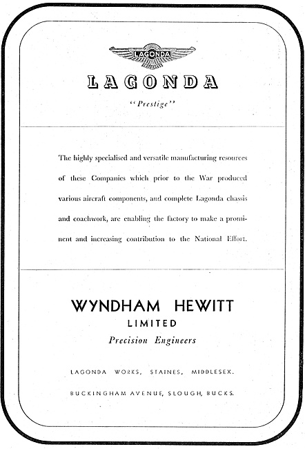 Wyndham Hewitt Precision Engineering Lagonda Works               