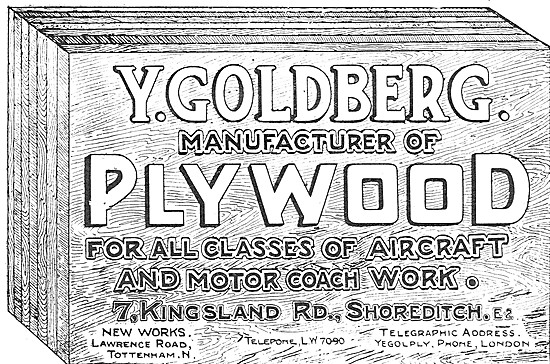 Y.Goldberg. Manufacturer Of Plywood For Aircraft.                