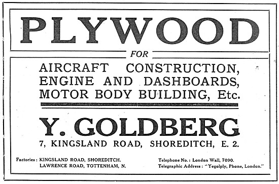 Y.Goldberg. Manufacturer Of Plywood For Aircraft.                