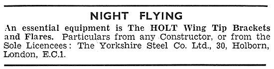  Yorkshire Steel Co - Holt Wing Tip Flares For Night Flying 1931 