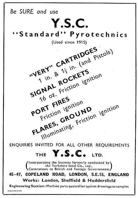 YSC Standard Pyrotechnics Signal Rockets, Flares, Very Cartridges