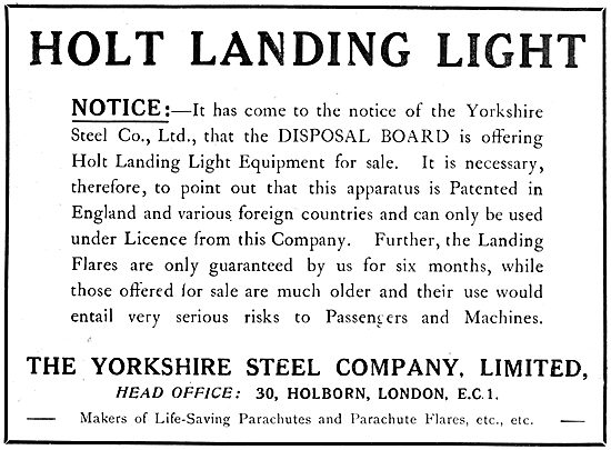 The Yorkshire Steel:  Holt Aircraft Landing Light - Wing Flares  