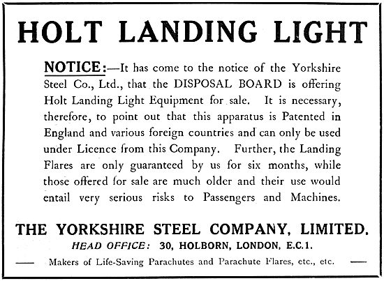 The Yorkshire Steel:  Holt Aircraft Landing Lights - Wing Flares 