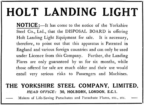 The Yorkshire Steel:  Holt Aircraft Landing Lights - Wing Flares 