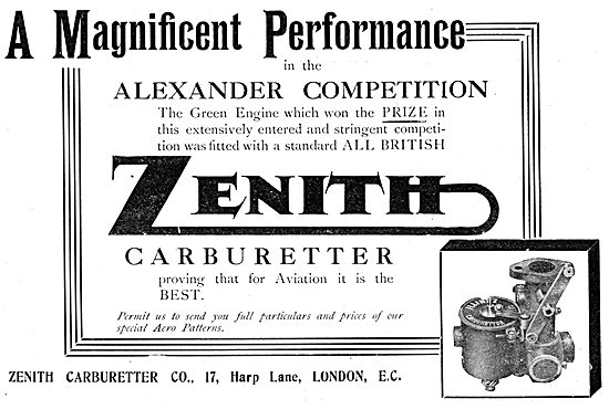 Zenith Aero Engine Carburetters                                  