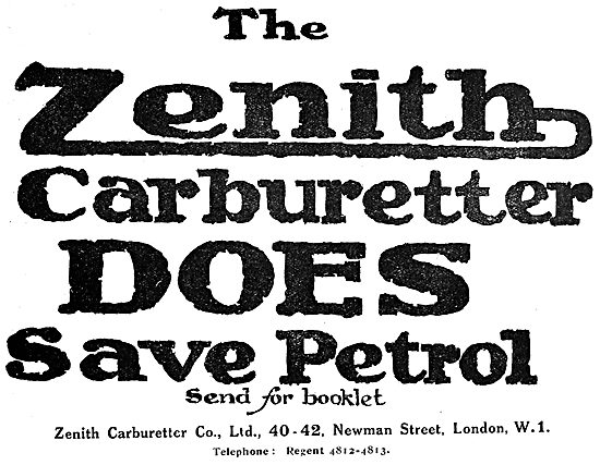 Zenith Aero Engine Carburetters 1919                             