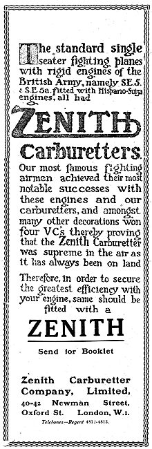 Zenith Aircraft Engine Carburetters                              