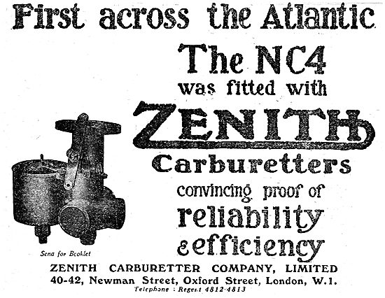 Zenith Carburetters 1920 Advert                                  