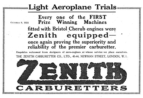 Zenith Aero Engine Carburetters                                  