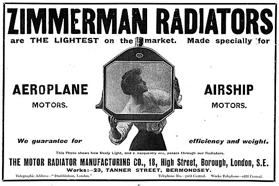 The Motor Radiator Manufacturing Co Radiators For Aerop          