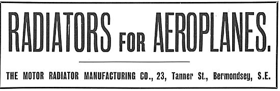 The Motor Radiator Manufacturing Co - Radiators For Aeroplanes   