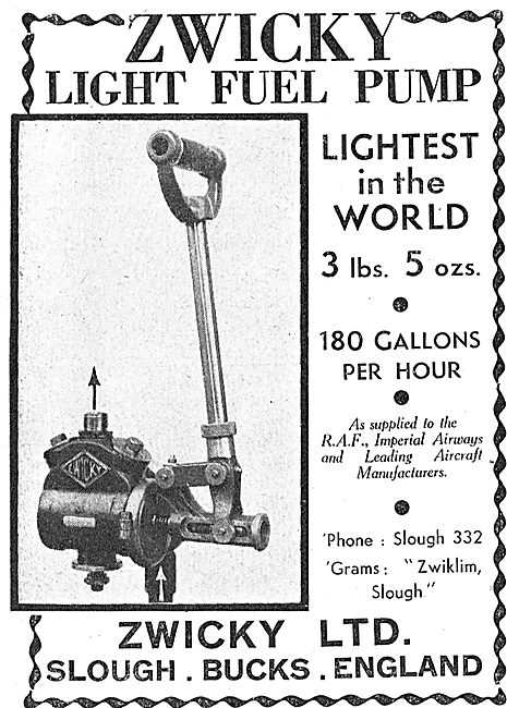 Zwicky Light Fuel Pump For Aircraft Fuelling                     