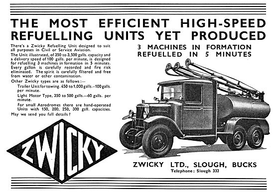 Zwicky Aircraft Refuelling Vehicles 1937                         