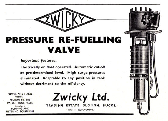 Zwicky Aircraft Pressure Re-Fuelling Valve                       